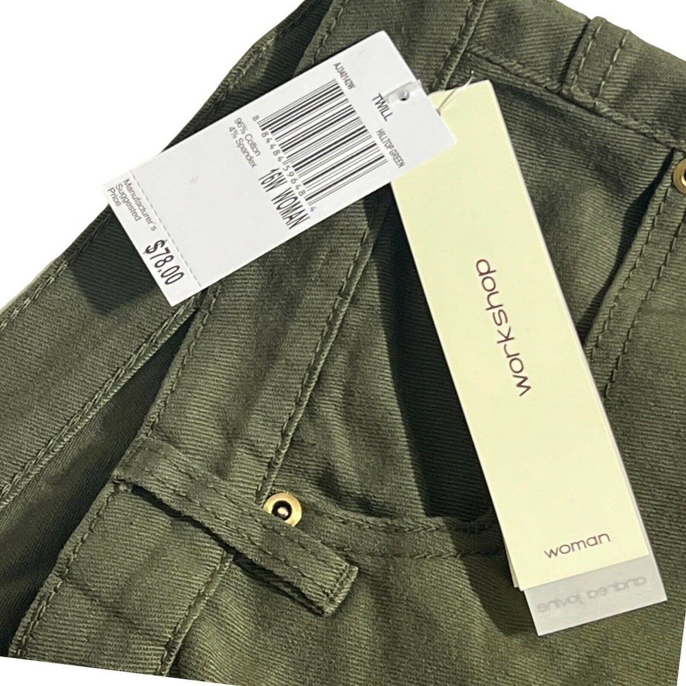 Workshop by Andrea Jovine Women's Pants Sz 16W Twill Hilltop Green New with Tag - Picture 6 of 12